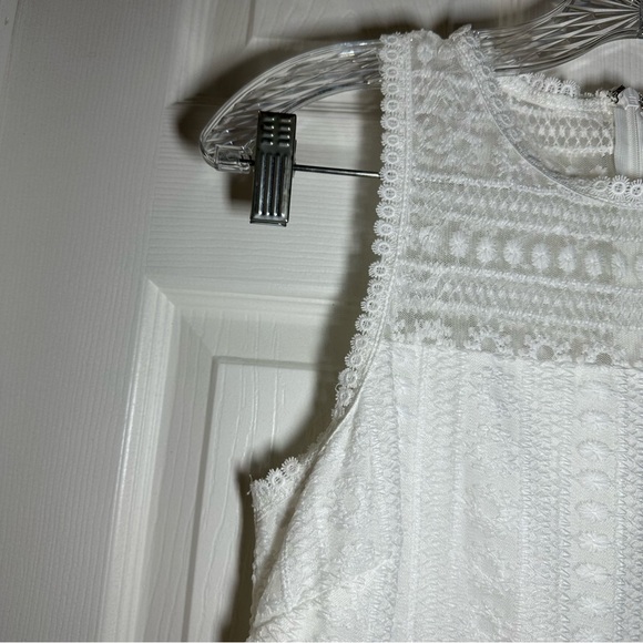 Miami White Lace Scoop Neck Sleevless Ruffle Hem Midi Dress Small - Picture 4 of 11